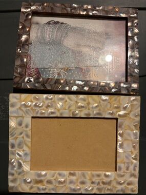 5 x 7 Mother of Pearl Accent Picture Frame - Cream and Brown